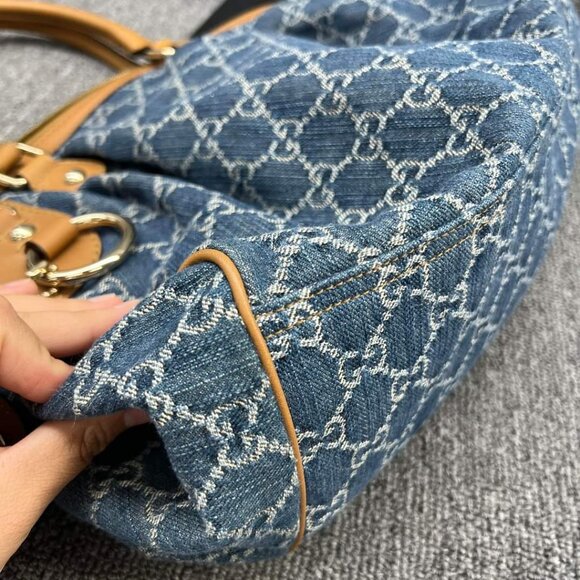 100% AUTHENTIC GUCCI GG CANVAS LEATHER SUKEY SHOULDER BAG - Picture 8 of 14